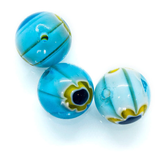 Millefiori Glass Round Bead 10mm Blue - Affordable Jewellery Supplies