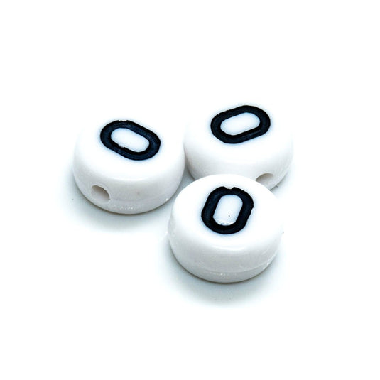 Acrylic Alphabet and Number Beads 7mm Number 0 - Affordable Jewellery Supplies