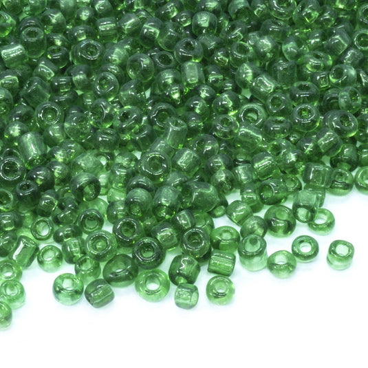 Transparent Seed Beads 11/0 Green - Affordable Jewellery Supplies