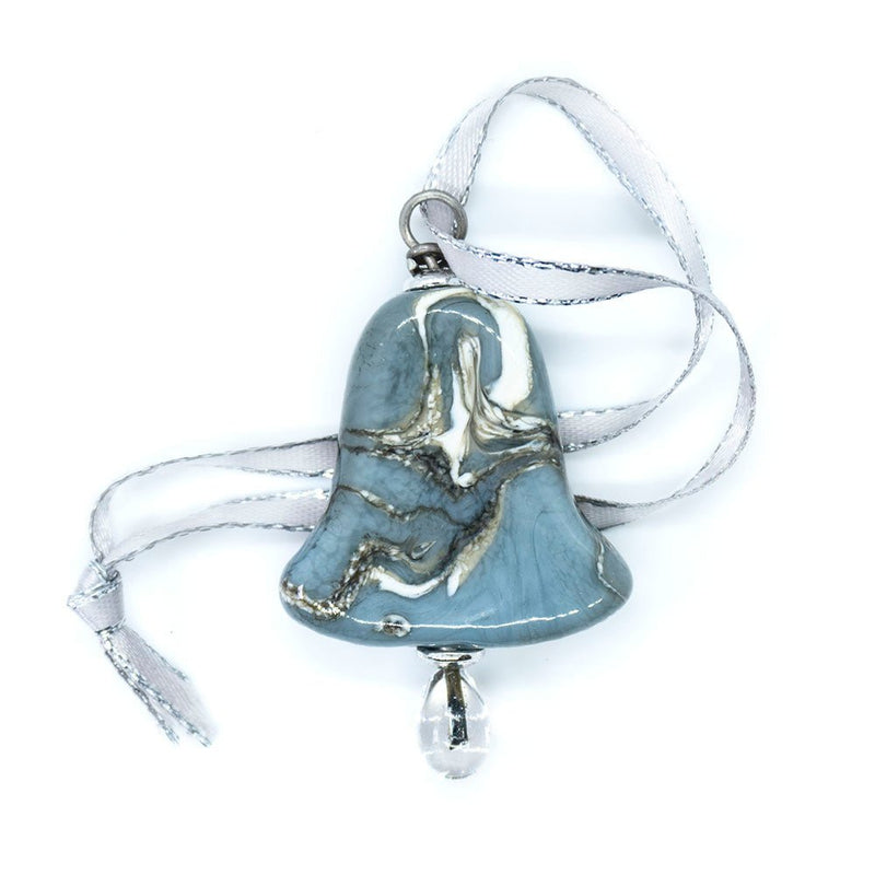Load image into Gallery viewer, Lampwork Christmas Bell Ornament 52mm x 32mm Grey - Affordable Jewellery Supplies
